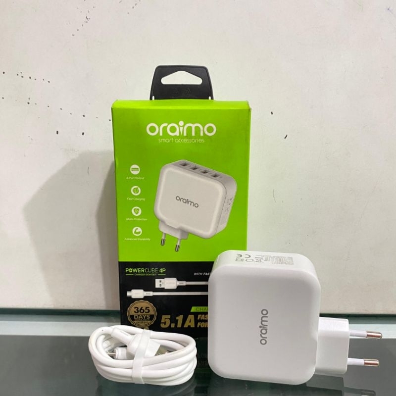 ORAIMO POWERCUBE 4P OCW-E81F Charger KIT Fast Chargee 5.1A With Data Cable Micro 100Cm