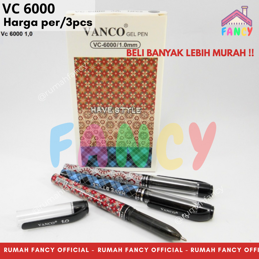 

[1 SET / 3 PCS] BOLPEN VANCO VC 6000 BODY TARTAN BATIK TINTA HITAM PREMIUM / PULPEN BUKA TUTUP