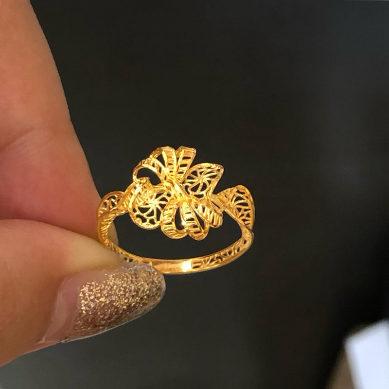 1- CINCIN BUNGA KERAWANGAN UBS 0.98GR KADAR 375 UKURAN 15