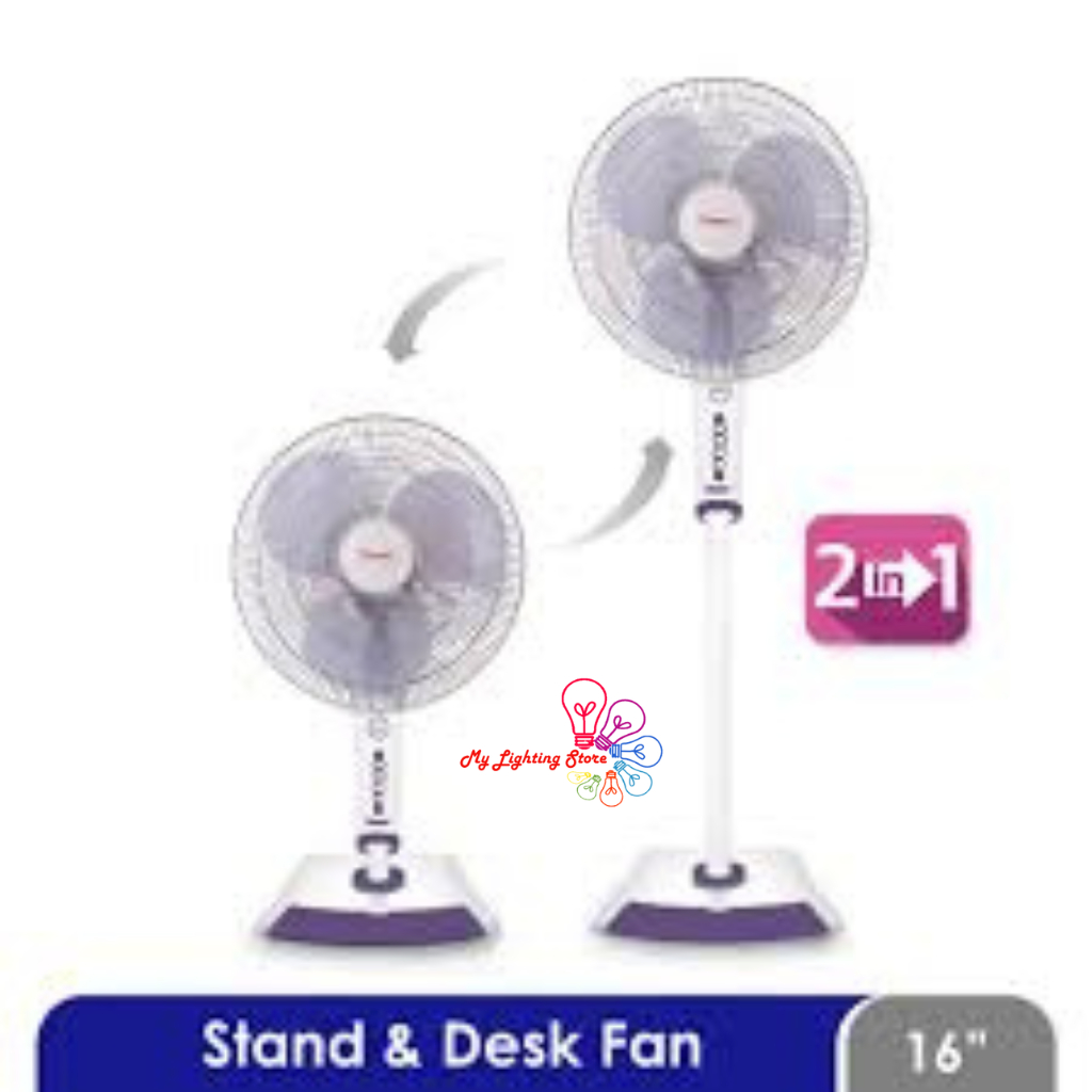 cosmos kipas angin lantai berdiri stand fan 16 in inch inci kaki kotak 16 sen 16sen putih ungu