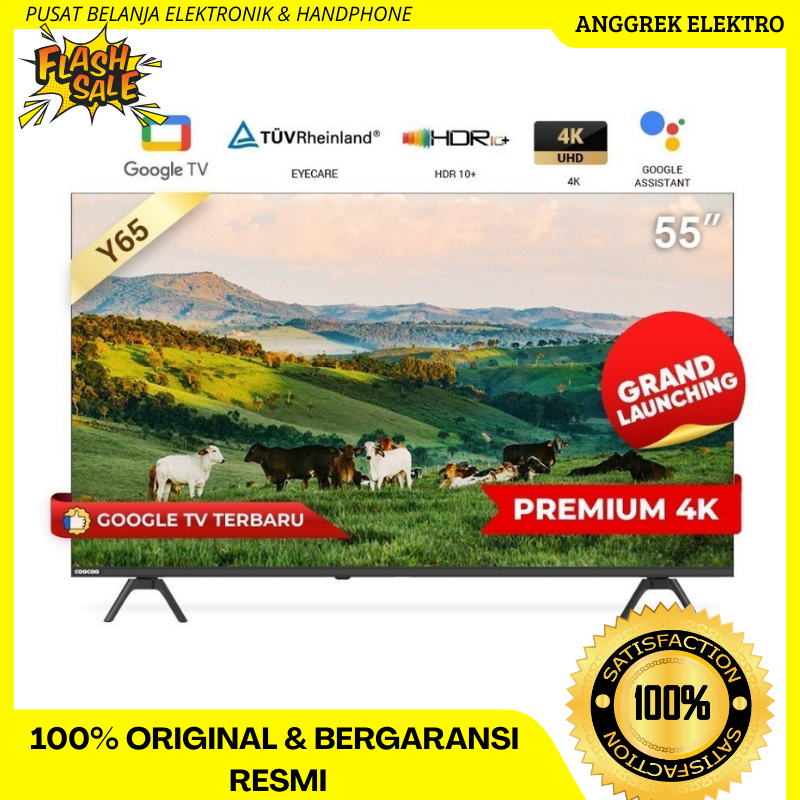COOCAA Smart TV 55 inch - Android 10 - Youtube - Dolby Audio - Google Assistant - Model 55Y65