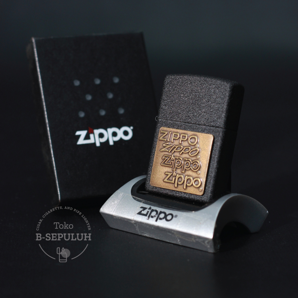Zippo Black Crackle Gold Zippo Logo Emblem 362