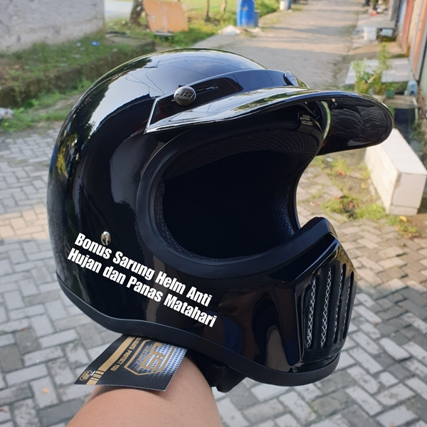 Helm Cakil Butho Merk JS Bahan Batok ABS Pilihan Warna HItam Black Putih White Grey Gorila dengan ta
