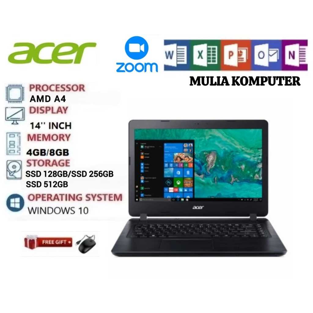 Laptop ACER A314 AMD A4/RAM 8GB/SSD 512Gb/14inch..free mouse