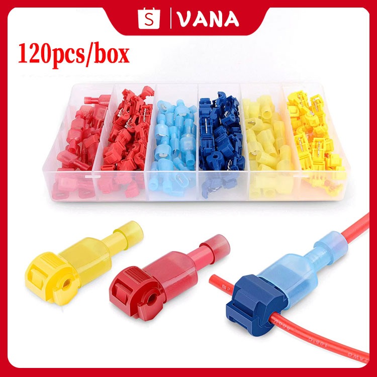 120pcs/box Konektor Kawat T Tap Terminal Clip Quick Splice Lock Terminal Crimp Kawat & Konektor Kabe