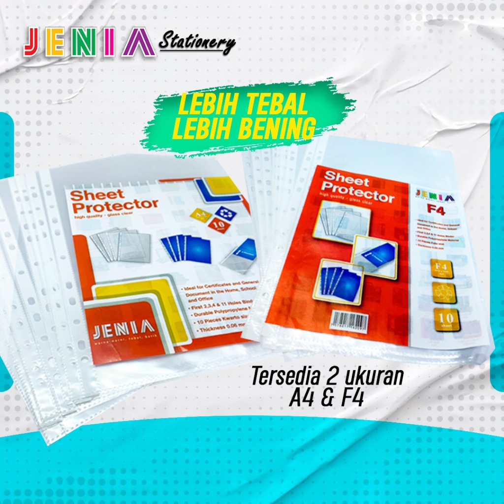 

Sheet Protector PP Pocket Jenia A4 / F4 / Folio / 1 Pack 10 Pcs