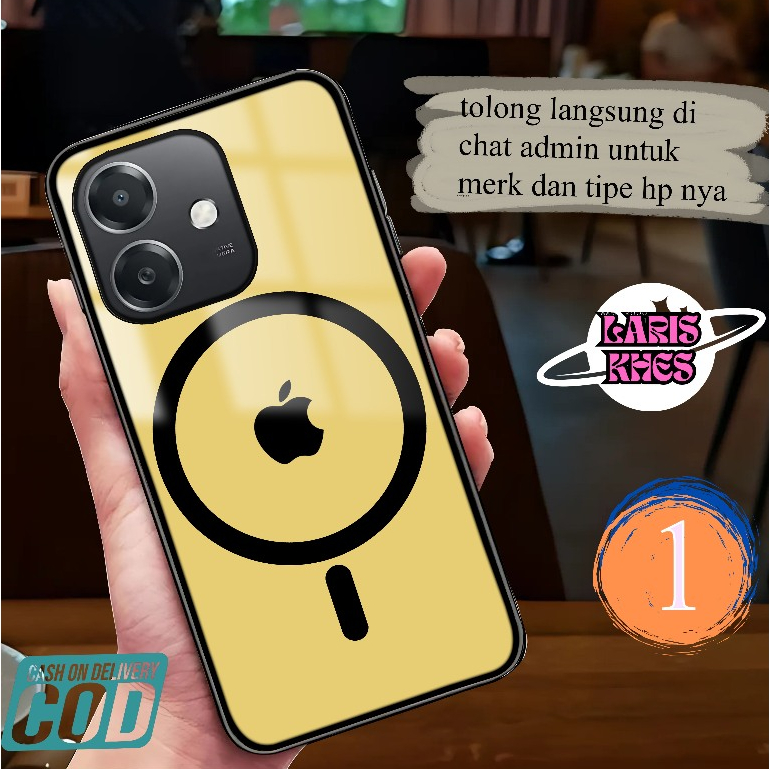 164. CASING GLOSSY PREMIUM [Motif Magnetic Iphone Logo] READY Fr All Type N Merk Untuk hp OPPO A3x n