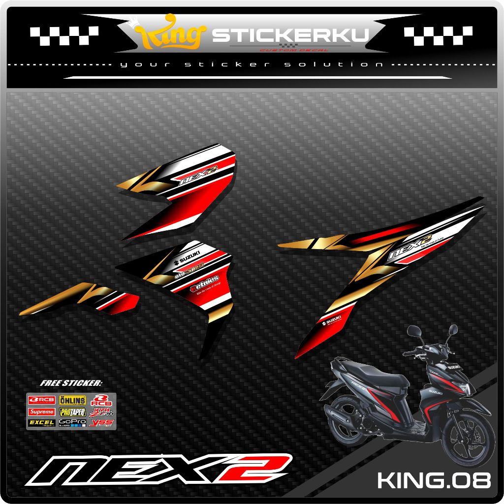 Sticker Striping Suzuki NEX 2 Semifullbody-Striping Suzuki Nex 2 Motif Racing . KS.08