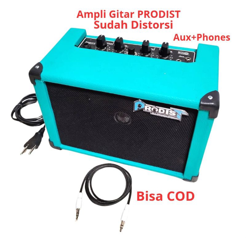 Ampli Gitar Listrik -Ampli Gitar Mini 4 Inch Sudah Distorsi+Aux+Headphone