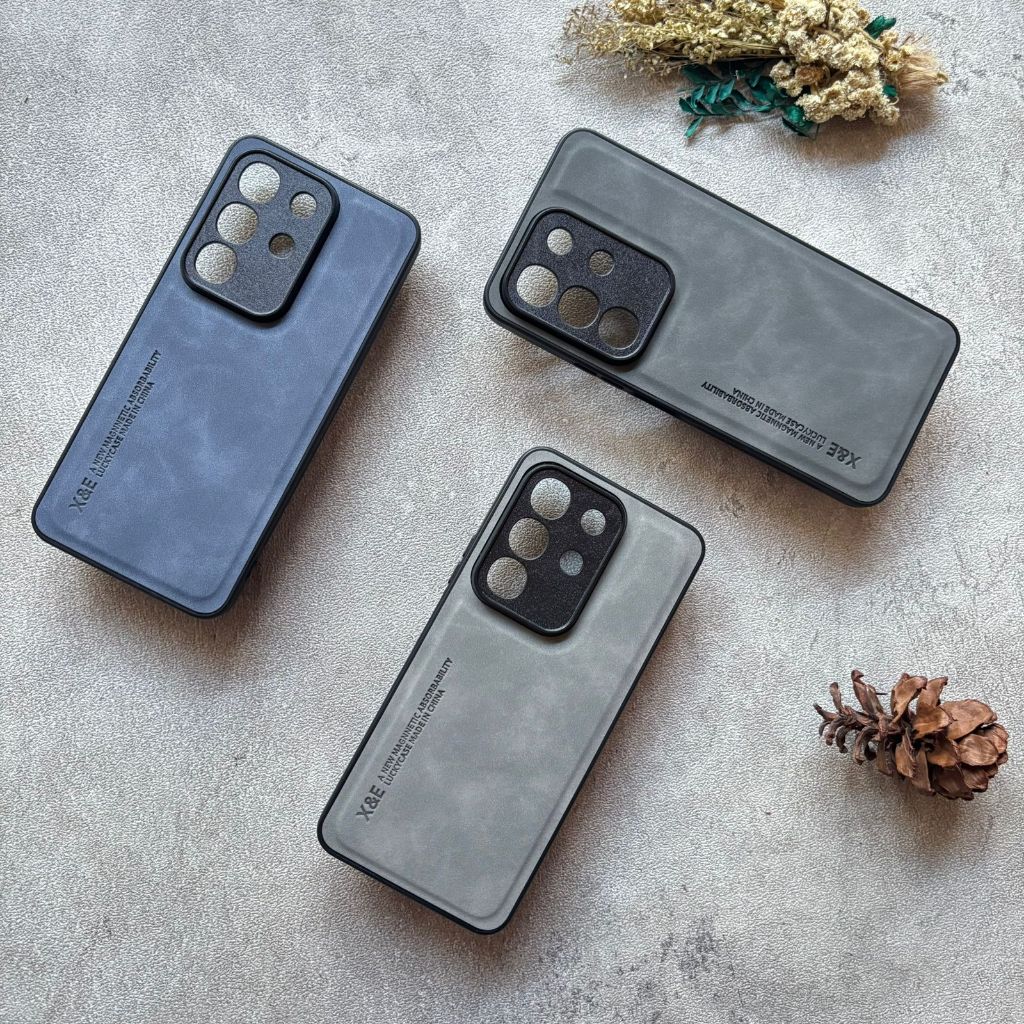 Case Vivo Y29 4G Leather Magnetic Suede Casing Tekstur Kulit Domba Halus Hybrid Camera Protect