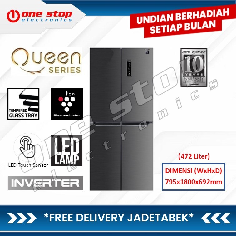 SHARP SJ-IF50PM-DS Kulkas SidebySide 4 pintu Inverter 472 Lt