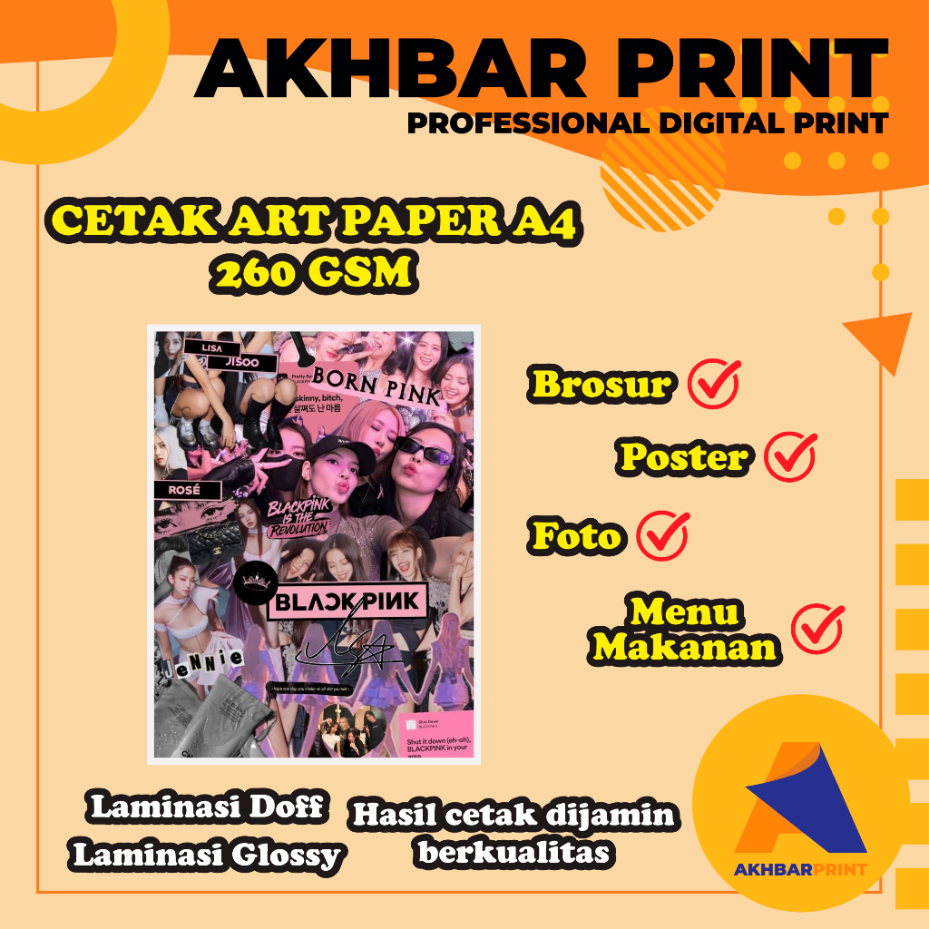 Cetak A4 Art Paper 260 gsm Poster/Daftar Menu Restoran Cafe/Brosur/Foto - AKHBAR PRINT