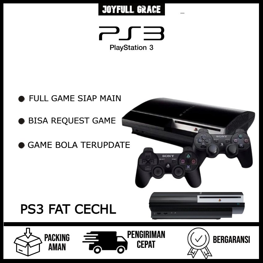 PS3 FAT CFW Playstation Fat CECHL HDD 500GB GAME BOLA TERUPDATE + 2 Stik Wireless