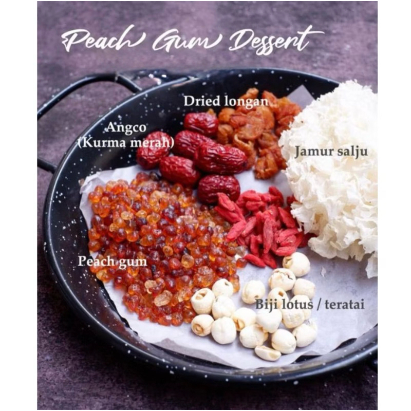 

PAKET PEACH GUM DESSERT JAMUR PUTIH SNOW BIRDS LOTUS SEED SINGLE PACK 1 PORSI