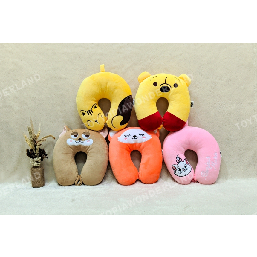 TTW Bantal Leher Kancing Animal Headrest Cat Husky Pooh Bantal Travel