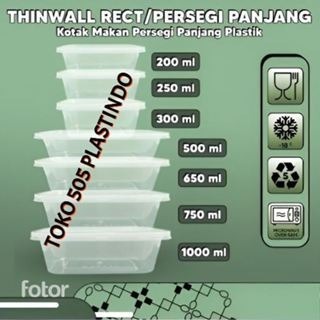 THINWALL RECTANGLE / Kotak makan plastik BOX MIKA THINWALL WADAH + TUTUP TERMURAH ISI 25PCS Thinwall