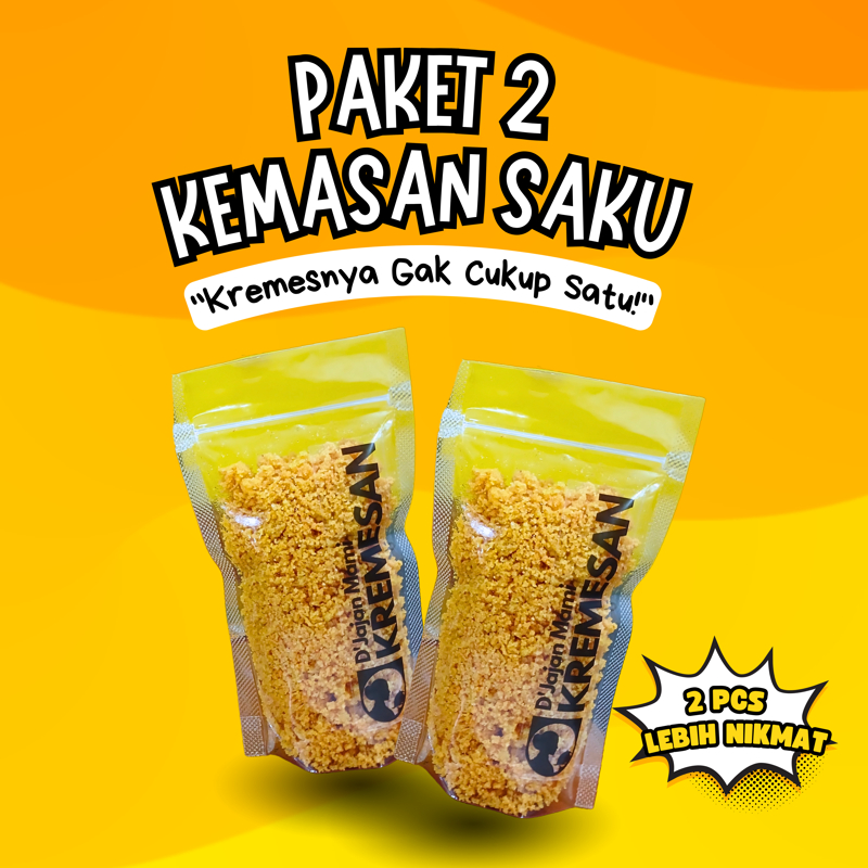 

Kremesan Ayam 2 Kemasan Saku – 2x100gr | Rasa Kaldu Asli, Kriuk Maksimal!