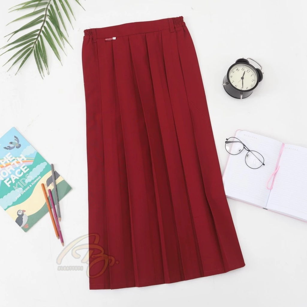 Rok Merah Seragam SD Panjang Rok Merah Anak Perempuan Model Full Rempel Bahan Twill Licin