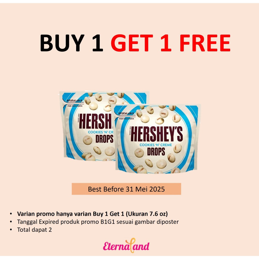 

Hershey Drops Cookies n Creme - cokelat impor USA