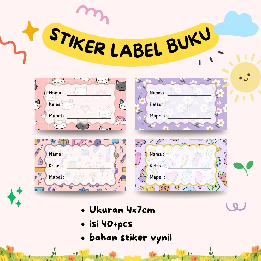 

Stiker Label Buku Vynil Anti Air isi 40+