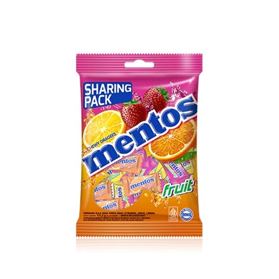 

Mentos Chewy Dragees Fruit - Permen Mint Rasa Buah (1 pack 121,5 gr atau 2 Packs243 gr)