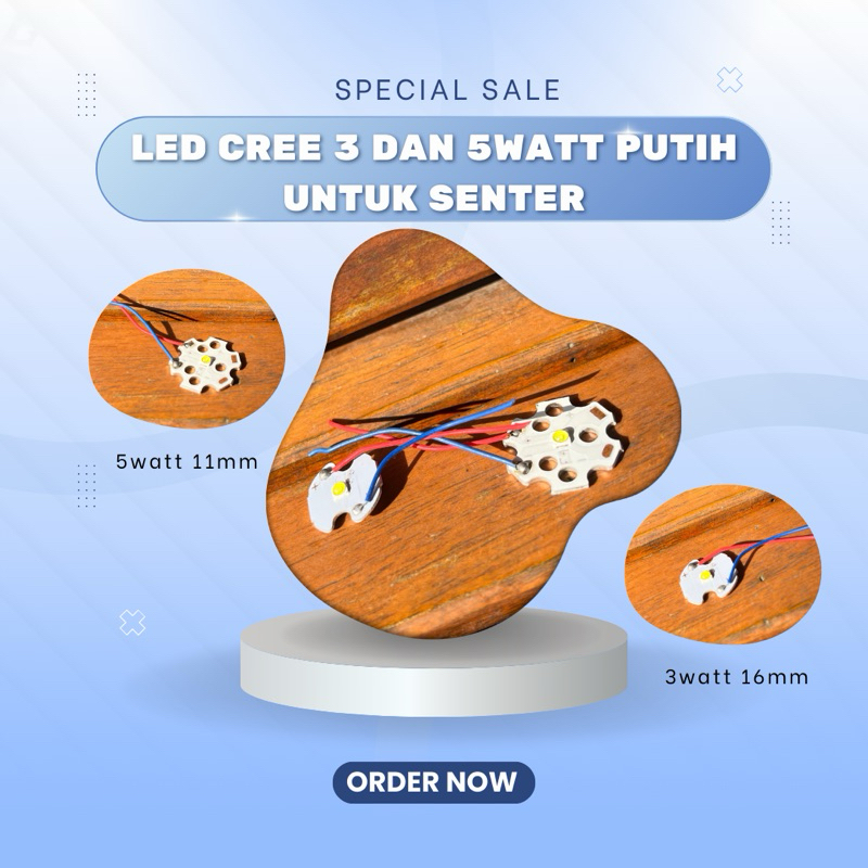 Led Cree 3 Dan 5 Watt Putih Untuk Senter