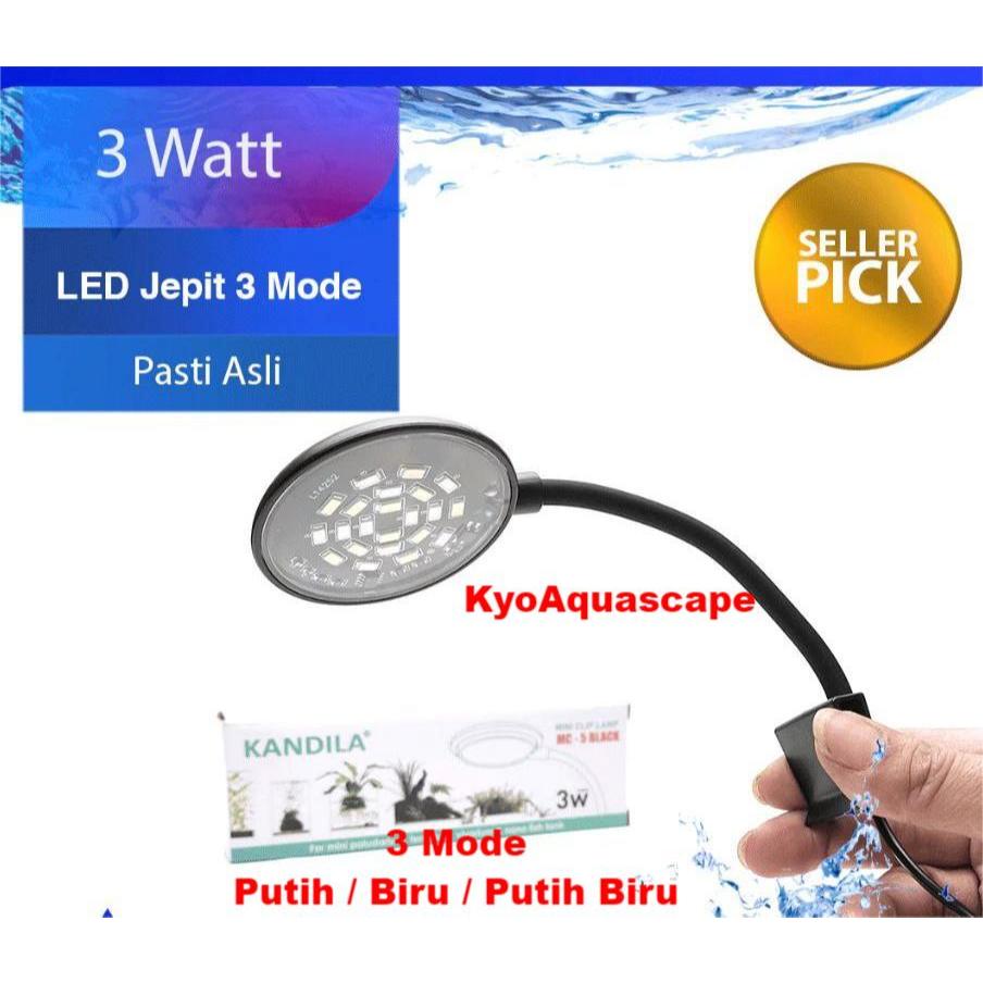 Lampu Aquarium Jepit KANDILA MC 05 LED Jepit 3 Watt dengan 3 Mode