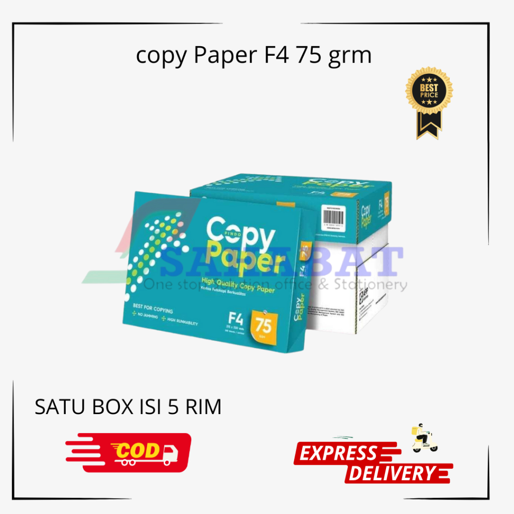 

COPY PAPER A4 / COPY PAPER F4 / KERTAS PRINT - KERTAS FOTOCOPY - HARGA 1 BOX