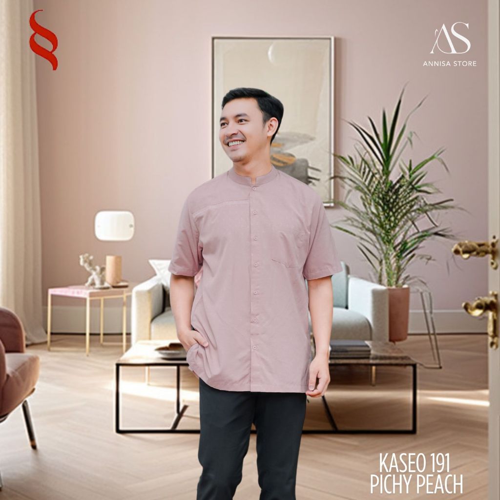 BAJU ATASAN JUMBO PRIA SEPLY KASEO 191 PICHY PEACH / KOKO LENGAN PENDEK SEPLY EKSIS 216 PICHY PEACH