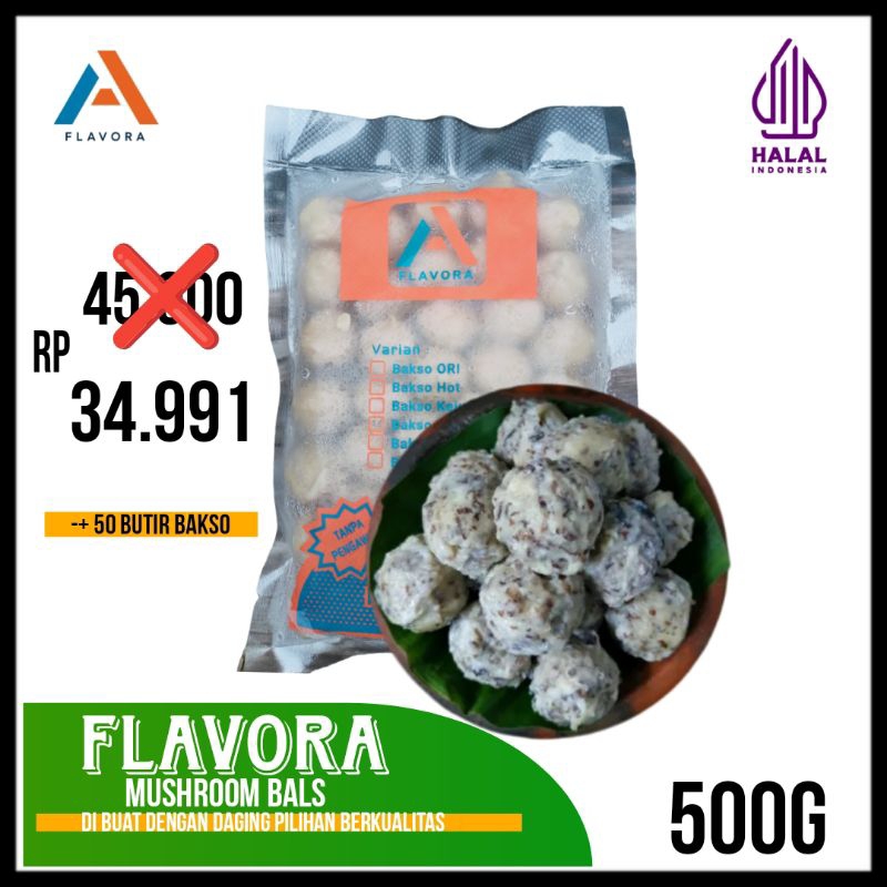 

Flavora mushroom bals premium 500gr | bakso jamur isi