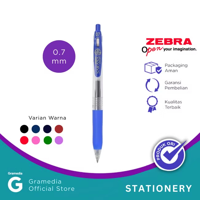 

Gramedia Tunjungan : Zebra Sarasa Clip 0.7 Pulpen Warna Biru / Blue