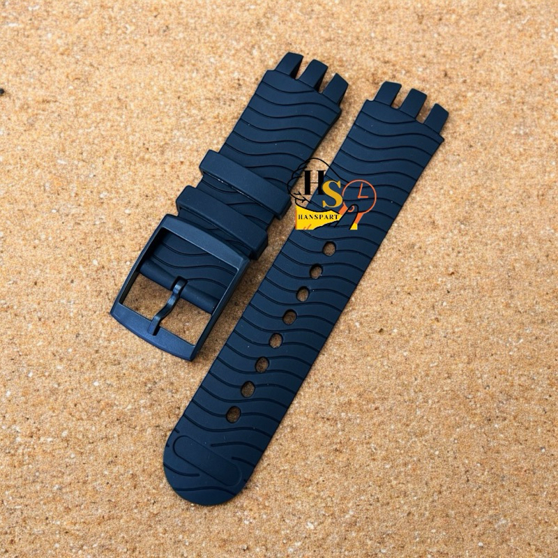 Strap jam Swatch irony 22mm rubber hitam tali strap swatch irony