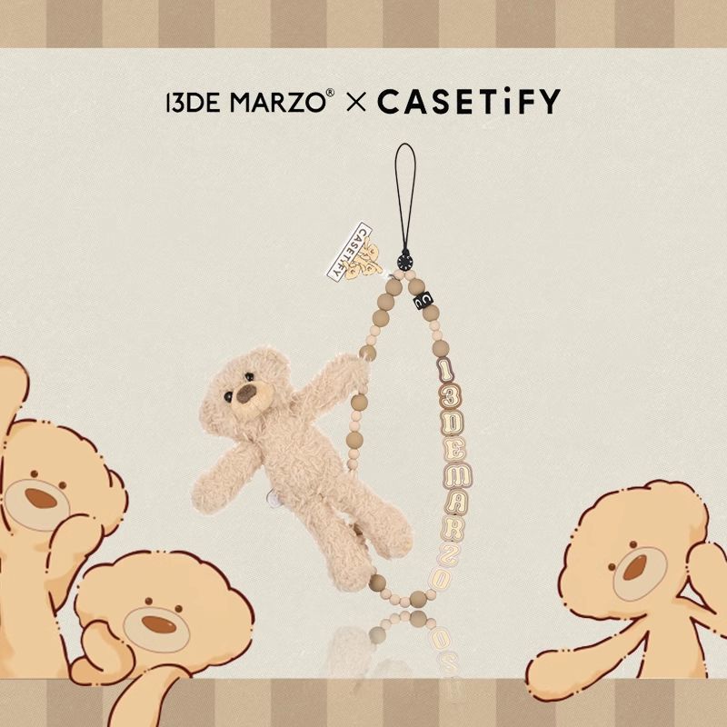 Colorful Style CASETiFY Joint 13DE MARZO Bear Hug Cute and Fun Guardian Phone Chain Little Brown Bea