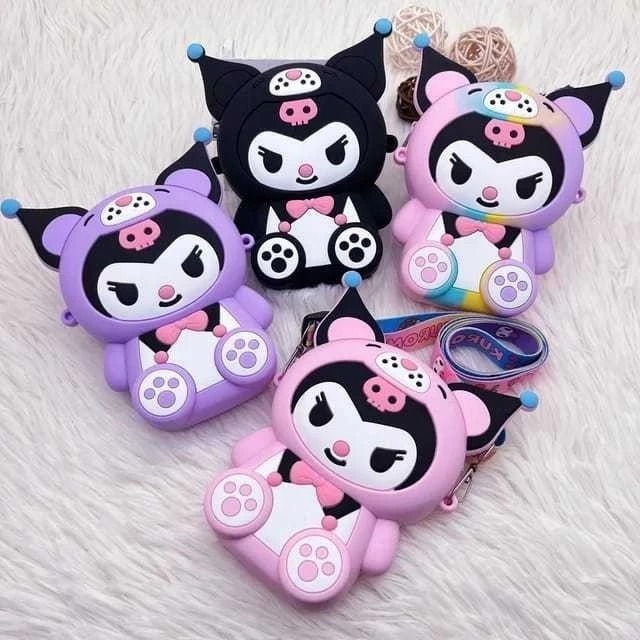 TAS SELEMPANG MINI TAS POCKET UANG / TAS KARET KUROMI / TAS KARET CAPYBARA TAS RUBBER MOTIF KUROMI T