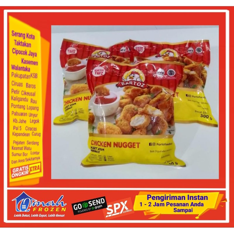 

Bartoz Nugget Ayam 500gr, Frozen Serang