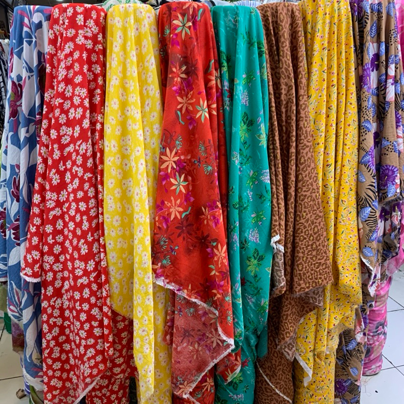 kain silk cotton motif - kain katun motif bunga - kain silk katun bunga