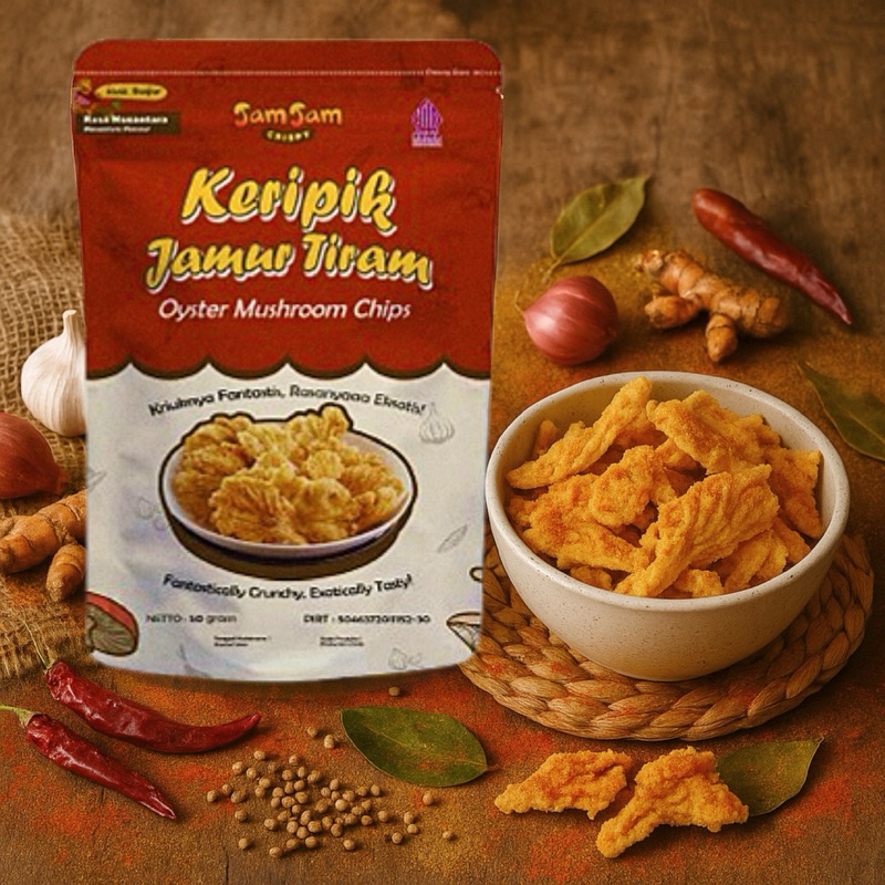 

Jamur Crispy - Keripik Jamur Tiram JamJam rasa Nusantara khas Banjar