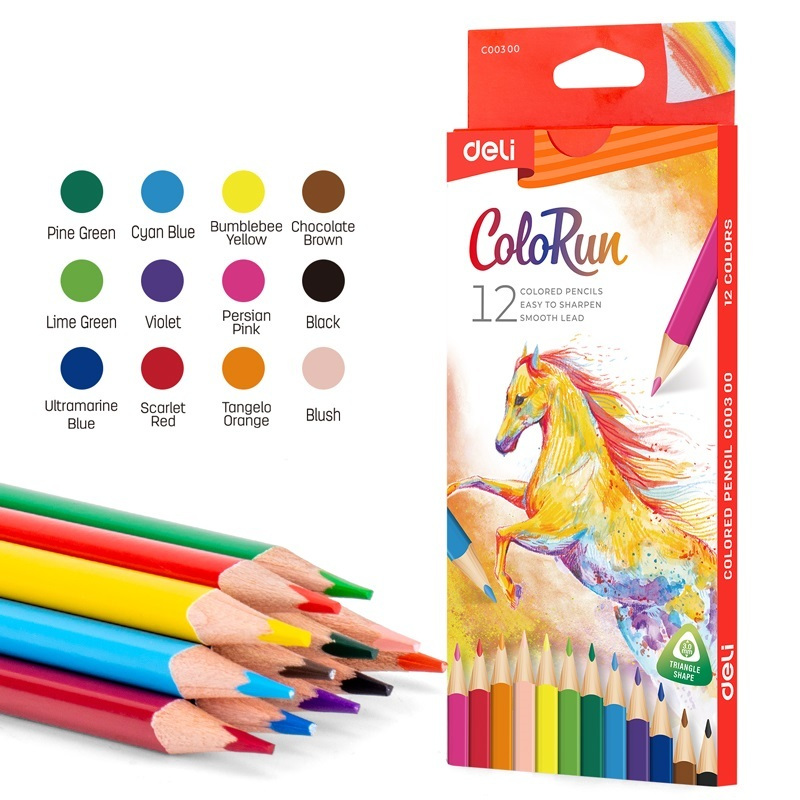 

PENSIL WARNA SEGITIGA 12 COLOR / 24 color / 36 color PENCIL TRIANGULAR DELI C003 SKECTH COLOR RUN KUALITAS BAGUS