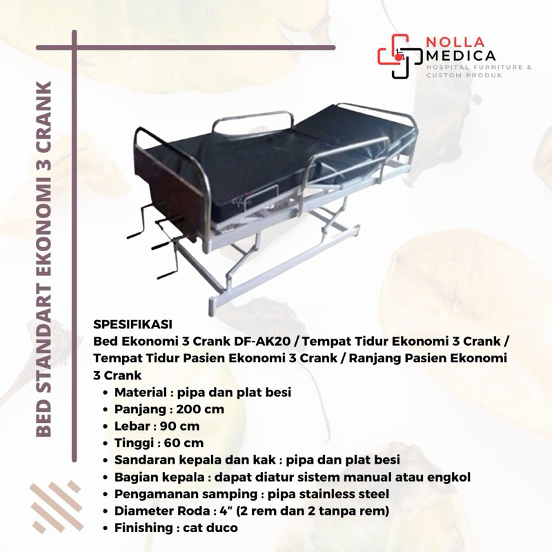 Bed Pasien Ekonomi Standart 3 Engkol | Bed Pasien 3 crank | Bed Pasien Bergaransi