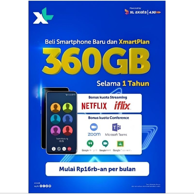 Kartu XL Prabayar 1 Tahun kuota 120gb - 10gb/bulan