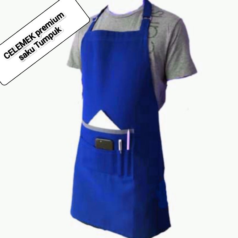 Apron masak / celemek masak / apron celemek / apron celemek masak saku tumpuk / celemek waiters