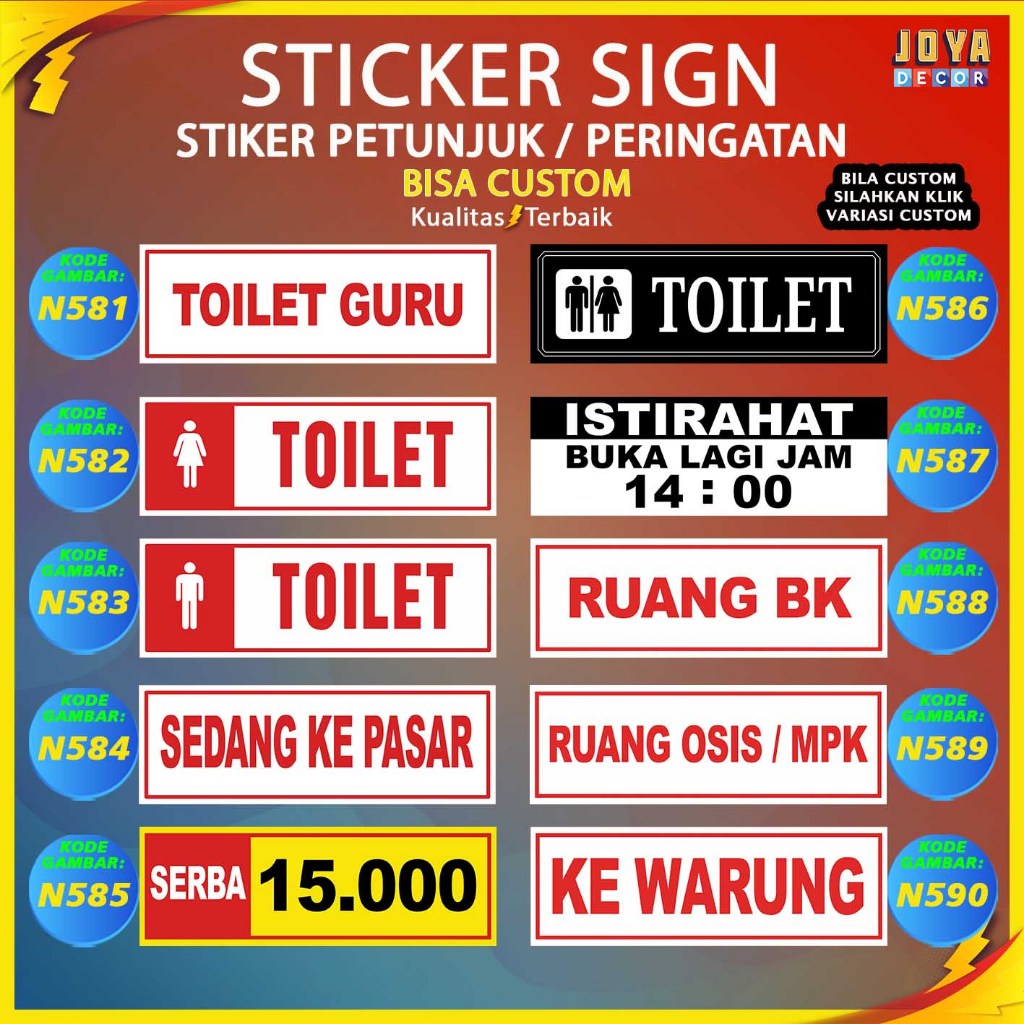 

Sticker Stiker Petunjuk Warning Pengumuman ruang osis/mpk ruang bk sedang ishoma didalam kamar mandi wajib pakai sandal N581