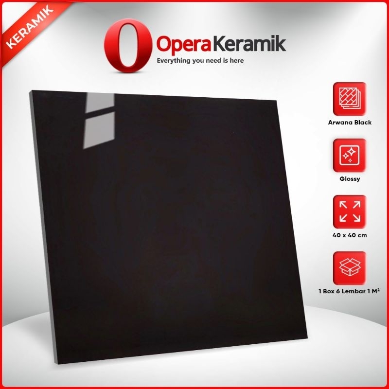 Keramik Lantai Glossy 40x40 Arwana Black