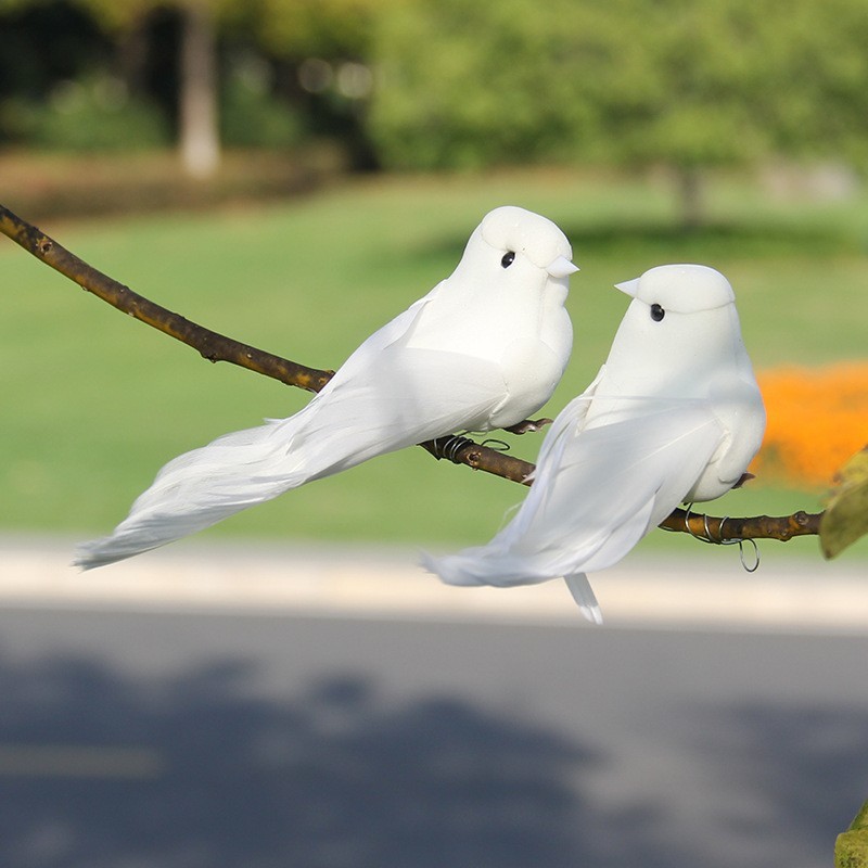 12pcs/Box Burung Merpati Dekorasi Burung Imitasi Merpati Foam White Dove