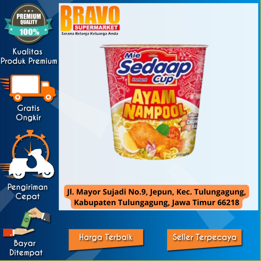 

Bravo Supermarket Tulungagung - Sedaap Mie Instan Cup Ayam Nampool 75 gr