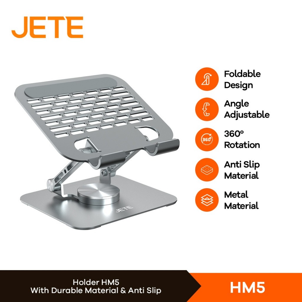 JETE HM5 Holder Tablet HP Metal Material Design 360 Rotation Universal Compatible - Original