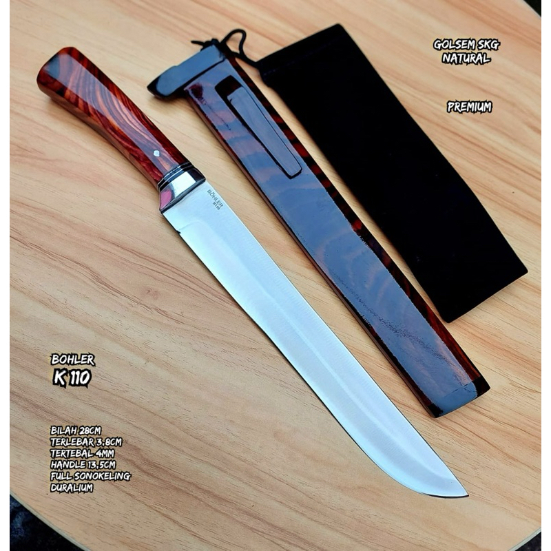 pisau sembelih baja bohler k110 natural kayu sonokeling