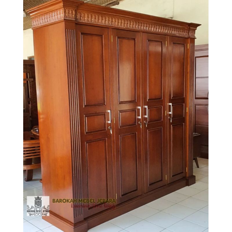 Lemari Jati 4 pintu minimalis , lemari pakaian minimalis 4 pintu , lemari baju jati