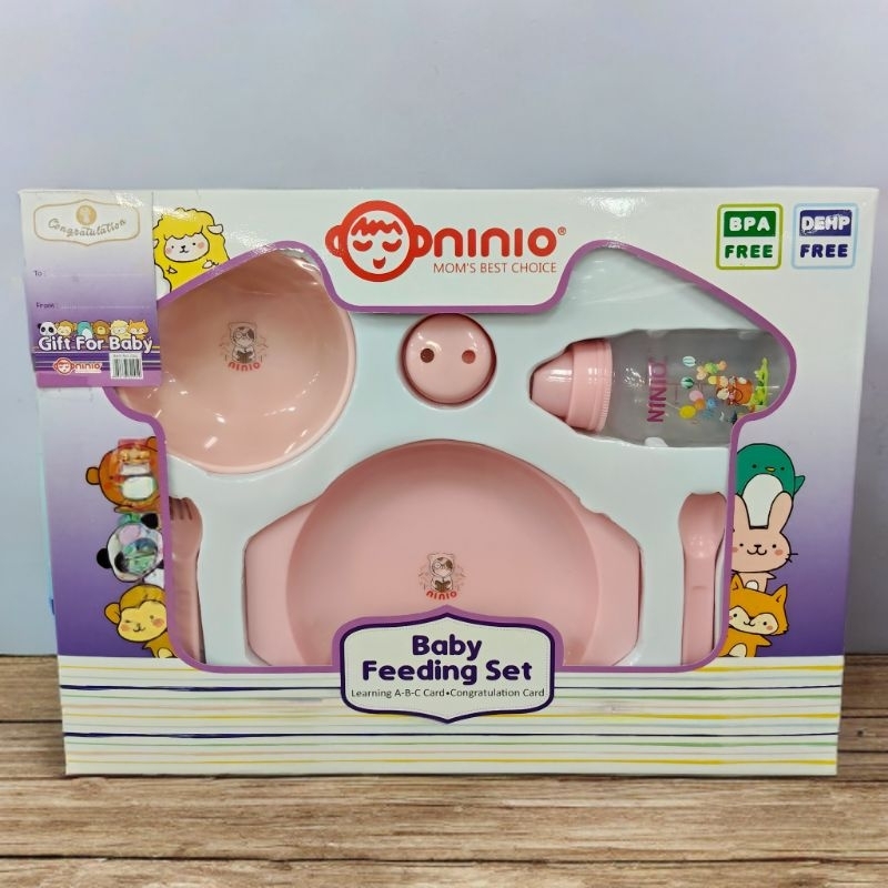 Ninio Gift Set Feeding Set | Set Tempat Makan dan Botol Bayi Lengkap