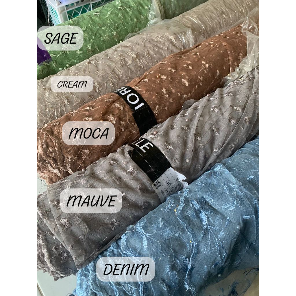 TILE AKAR MUTIARA GLITER / BAHAN BROKAT / KAIN BROKAT / TILE / BROKAT PREMIUM